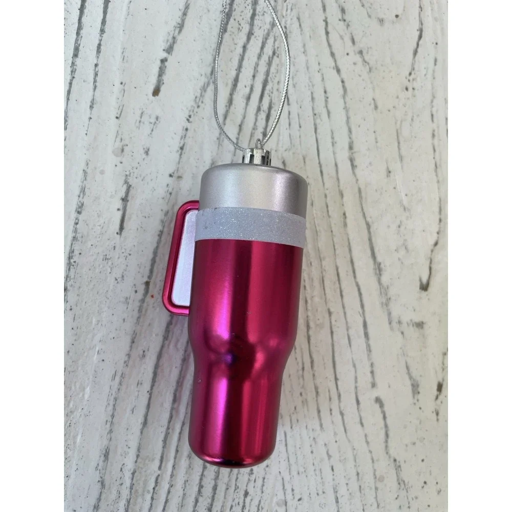Set of 4 Pink Tumbler Christmas Ornament Coffee Tea Water Stocking Stuffers